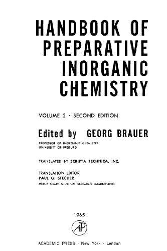 Handbook of preparative inorganic chemistry