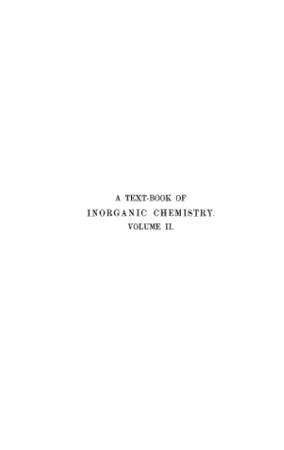 A textbook of inorganic chemistry vol.II The Alkali-Metals and Their Congeners