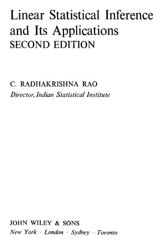 Linear Statistical Inference and its applications
