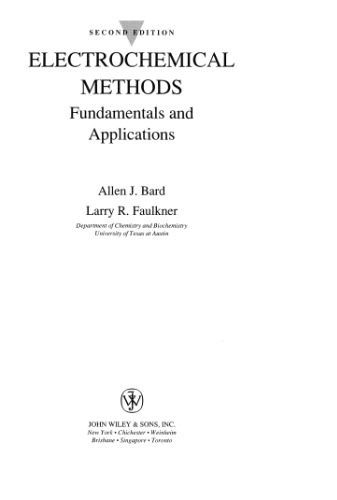 Electrochemical Methods: Fundamentals and Applications