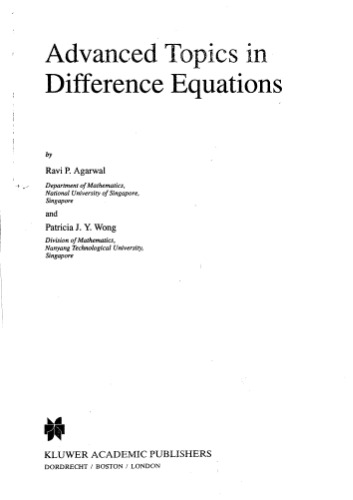 Advanced Topics in Difference Equations