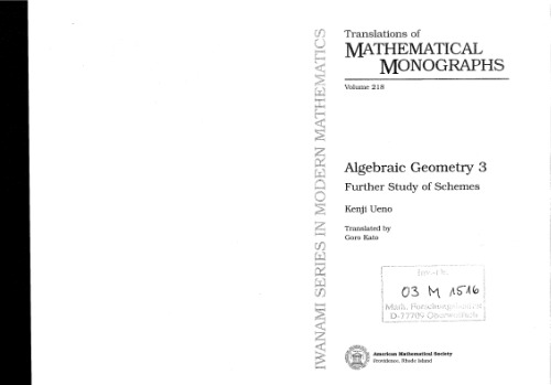 Algebraic Geometry 3: Further Study of Schemes (Translations of Mathematical Monographs Vol. 218)