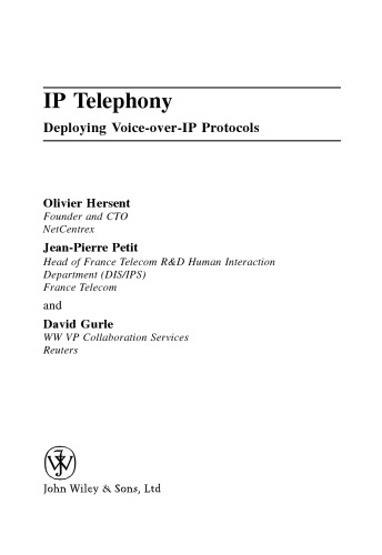 IP Telephony - Deploying Voice-over-IP Protocols