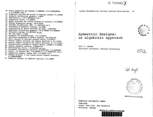Symmetric design: an algebraic approach