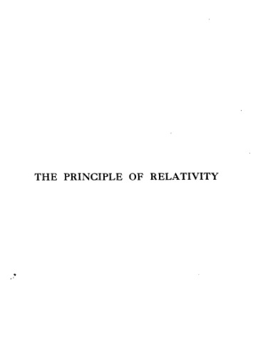 The principle of relativity;: A collection of original memoirs on the special and general theory of relativity,