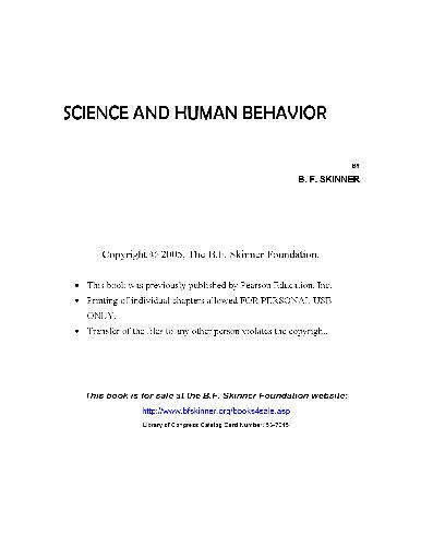 Science And Human Behavior 