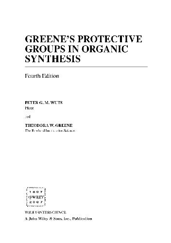 Protective Groups in Organic Synthesis