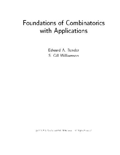 Foundations of Combinatorics with Applications