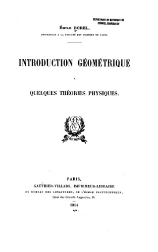 Introduction géométrique à quelques théories physiques 