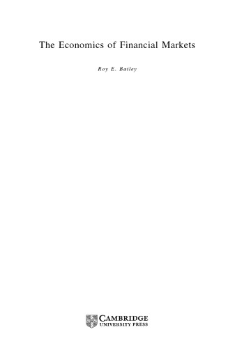 The Economics of Financial Markets