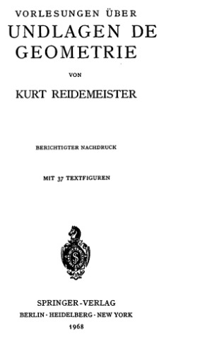 Vorlesungen über Grundlagen der Geometrie