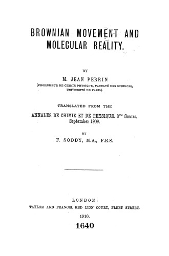 Brownian movement and molecular reality
