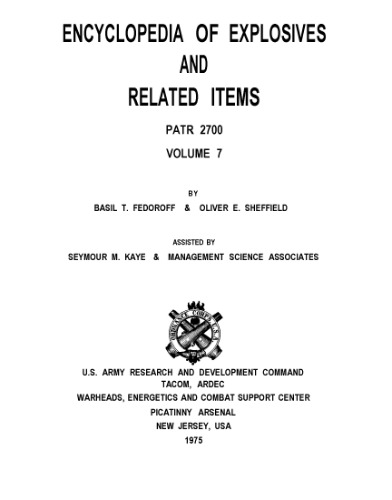 Encyclopedia of Explosives and Related Items