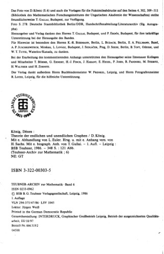 Theorie der endlichen und unendlichen Graphen