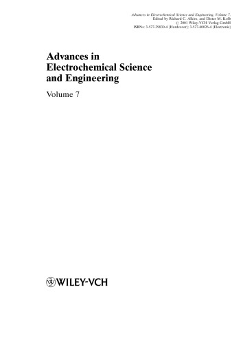 Advances in Electrochemical Science and Engineering