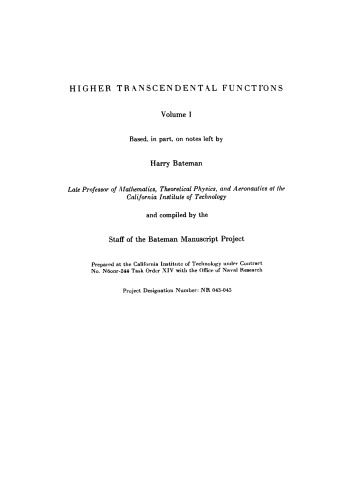Higher Transcendental Functions
