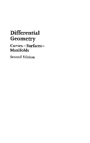 DifferentialGeometry Curves Surfaces Manifolds