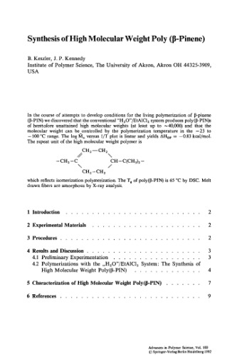 Macromolecules Synthesis Order And Advanced Properties