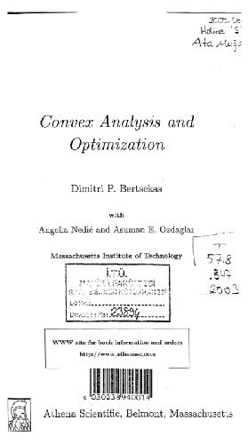 Convex Analysis and Optimization