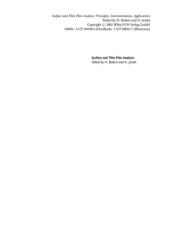 Surface and Thin Film Analysis: A Compendium of Principles, Instrumentation, and Applications