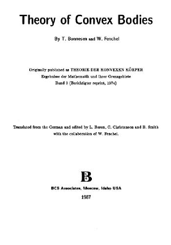 Theory of Convex Bodies