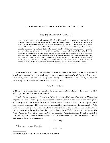 Cardinality and Invariant Subspaces