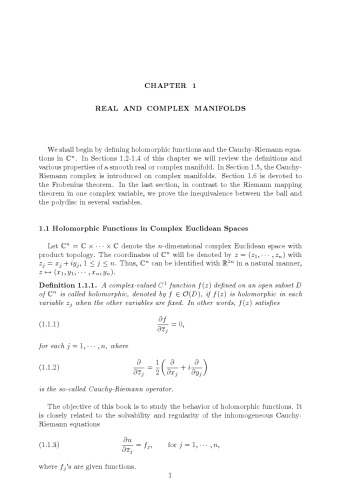 Partial differential equations in several complex variables