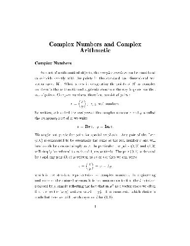 Complex Numbers and Complex Arithmetic [article]