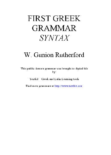 First greek grammar Syntax Macmillan