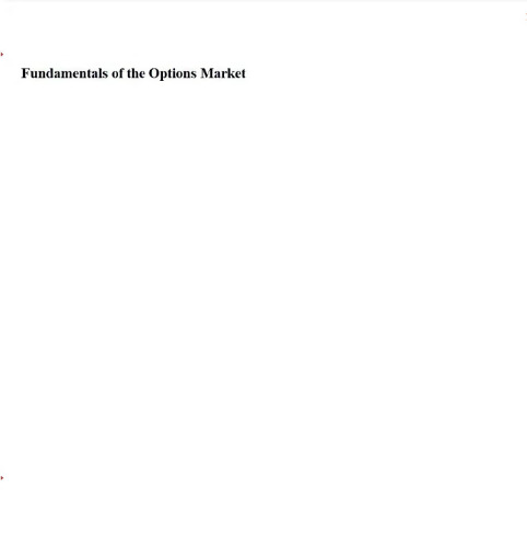 Fundamentals of the Options Market