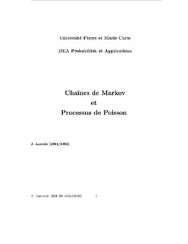 Chaines de Markov et processus de Poisson
