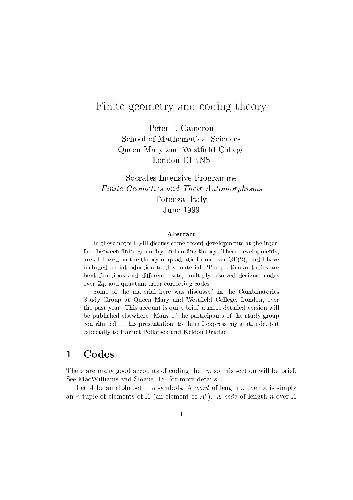 Finite geometry and coding theory