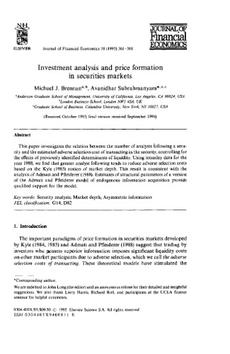 Investment Analysis And Price Formation In Securities Markets
