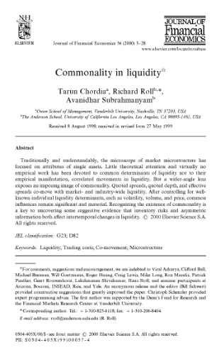 Commonality In Liquidity