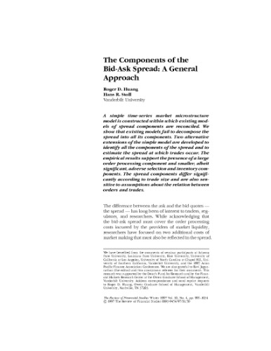 The Components Of The Bid-Ask Spread - A General Approach