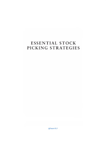 Essential stock picking strategies : what works on Wall Stree