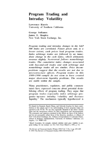 Program Trading And Intraday Volatility