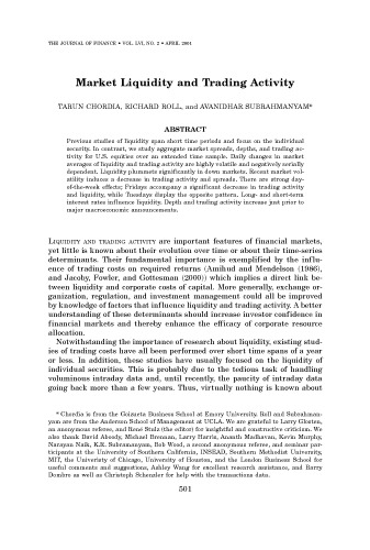 Market Liquidity And Trading Activity