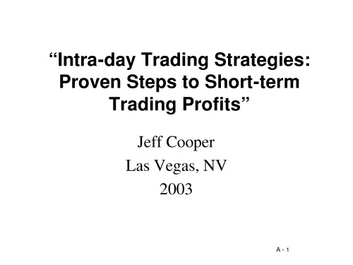 Intra-Day Trading Strategies, Proven Steps