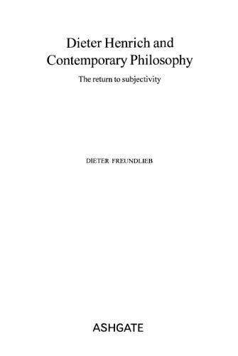 Dieter Henrich and contemporary philosophy : the return to subjectivity