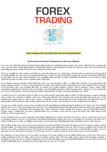 Euro’s Performance in the Forex Markets