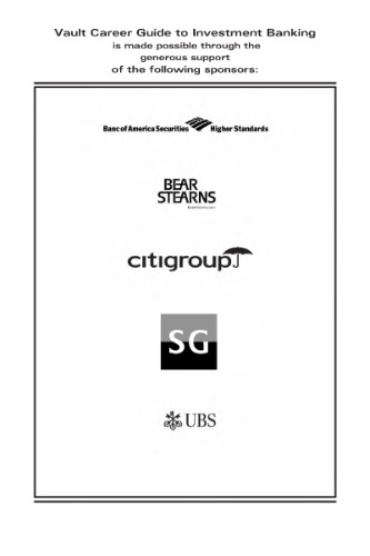 Vault Career Guide to Investment Banking