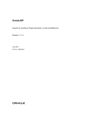 OracleJSP Support for JavaServer Pages Developer's Guide and Reference (Part No A90208-01) (Release 1 1 2 3) (