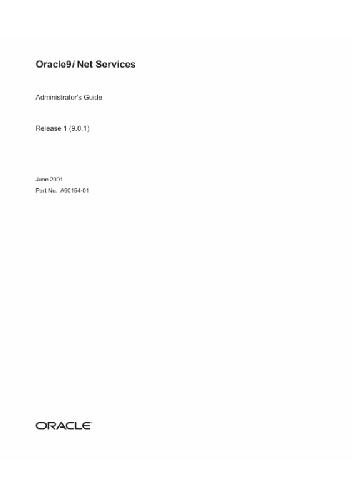 Oracle9i Net Services Administrator's Guide (Part No A90154-01) (Release 9 0 1) (2001)