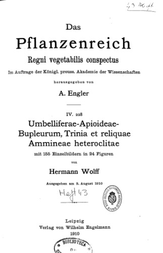 Pflanzenreich wolf umbelliferae