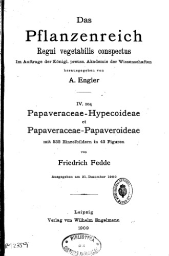 Pflanzenreich fedde papaveraceae