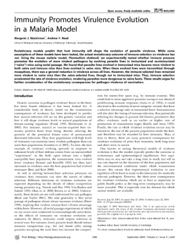 Immunity Promotes Virulence Evolution in a Malaria