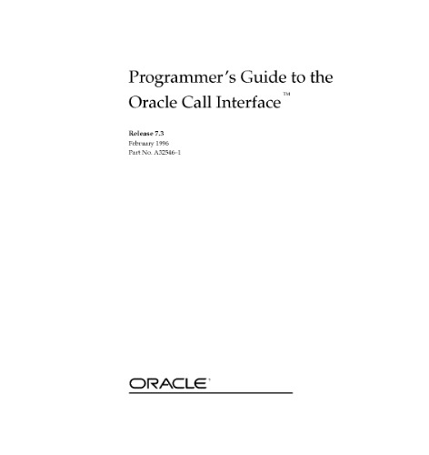 Programmer's Guide to the Oracle Call Interface