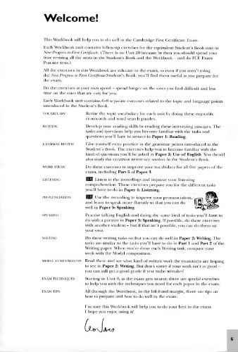 New progress to first certificate. Workbook