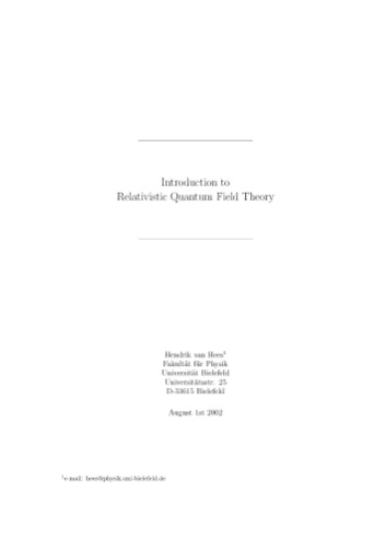 Introduction to Relativistic Quantum Field Theory